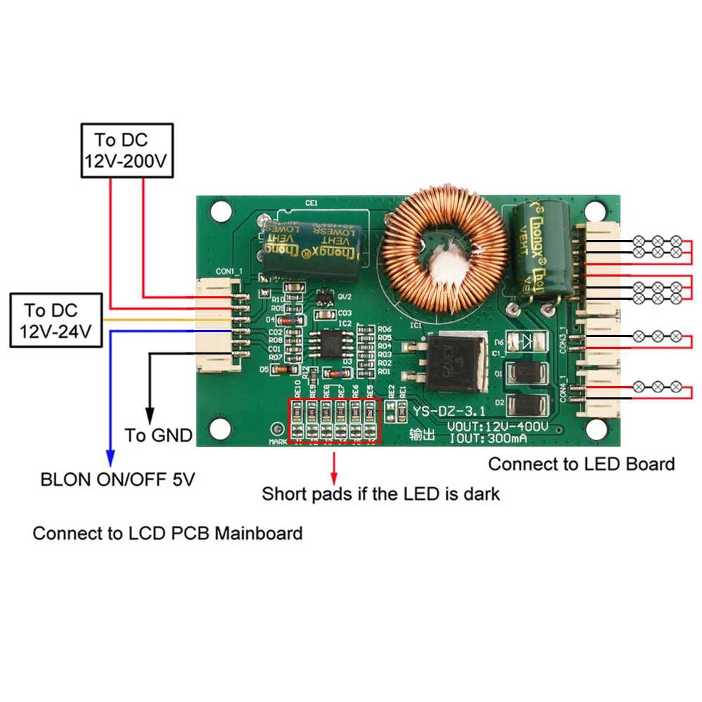 Universal LED TV Backlight Boost Driver Board DC 12-200V