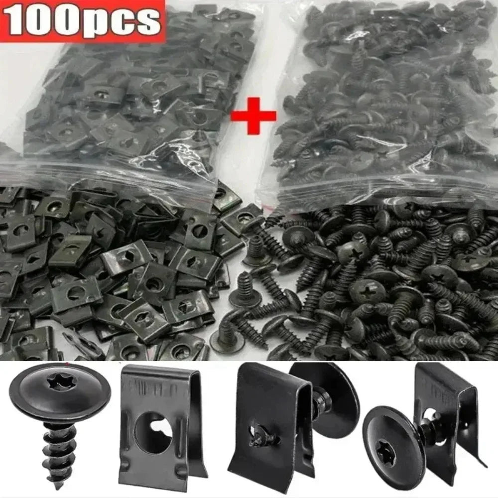 U-Shaped Metal Retaining Clips Kit with Self-Tapping Screws