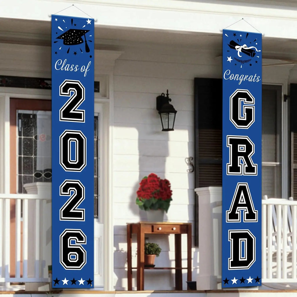 2026 Graduation Banner 2-Pack – Congrats Grad Door & Porch Decor