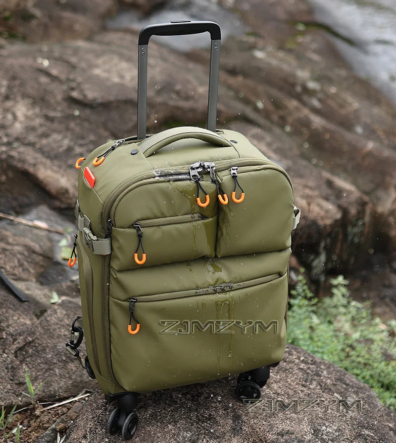 18-Inch Waterproof DSLR Camera Trolley Bag with Wheels 38L