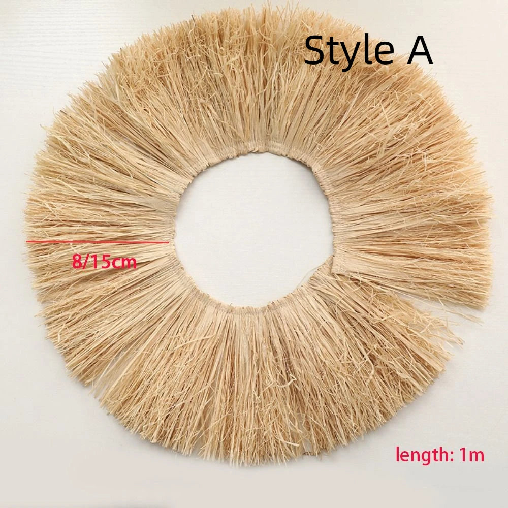 Lafite Grass Garland Jute Fringe Trim – Natural Raffia Décor