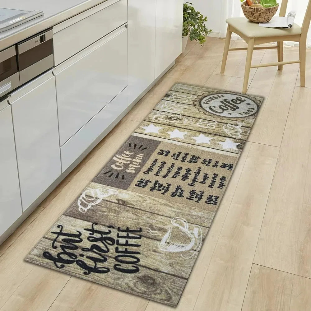 Chalkboard Coffee Kitchen Runner Rug – Non-Slip Floor Mat