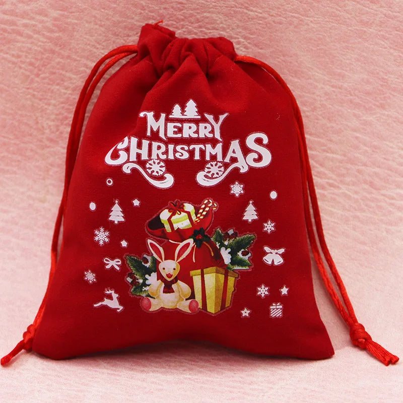 Christmas Velvet Drawstring Gift Bags 5-Pack | 10×12cm Pouches