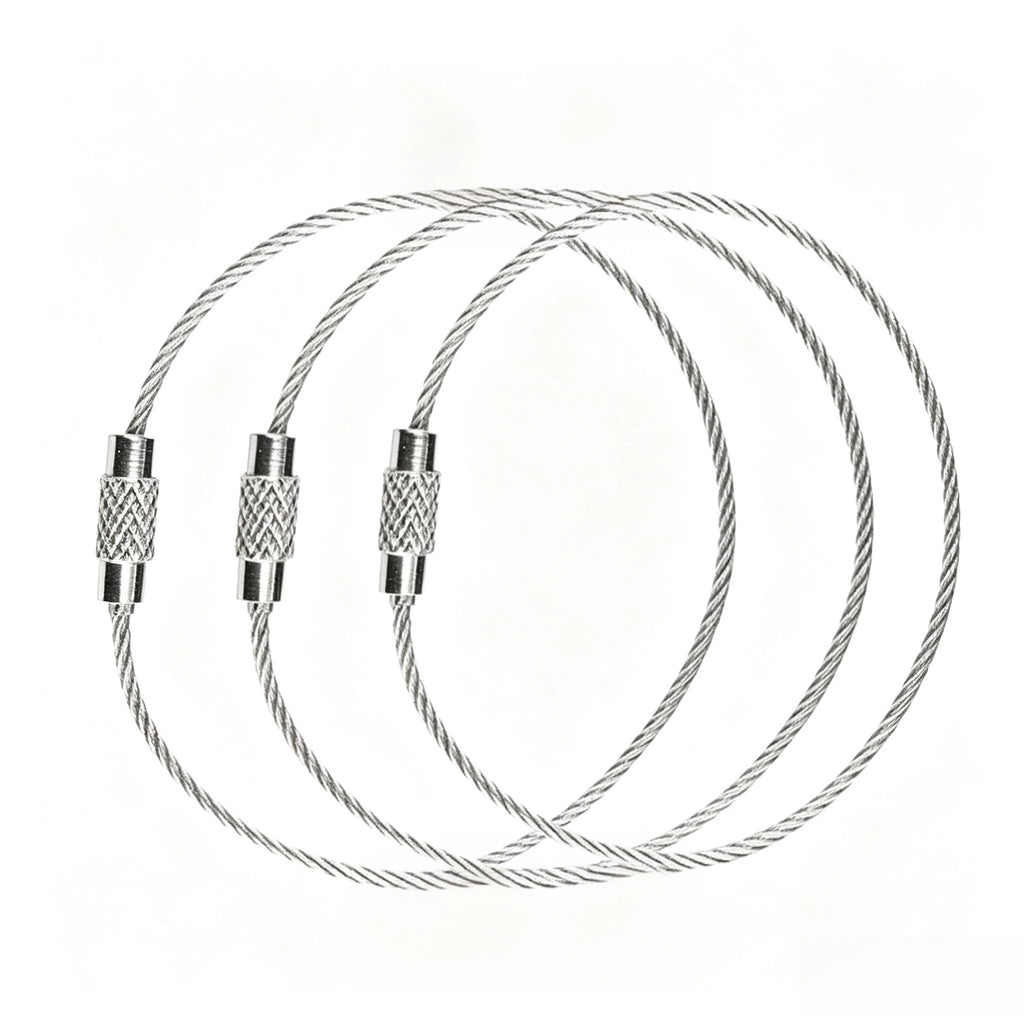 Stainless Steel Wire Keychain Cable Ring with Screw Lock