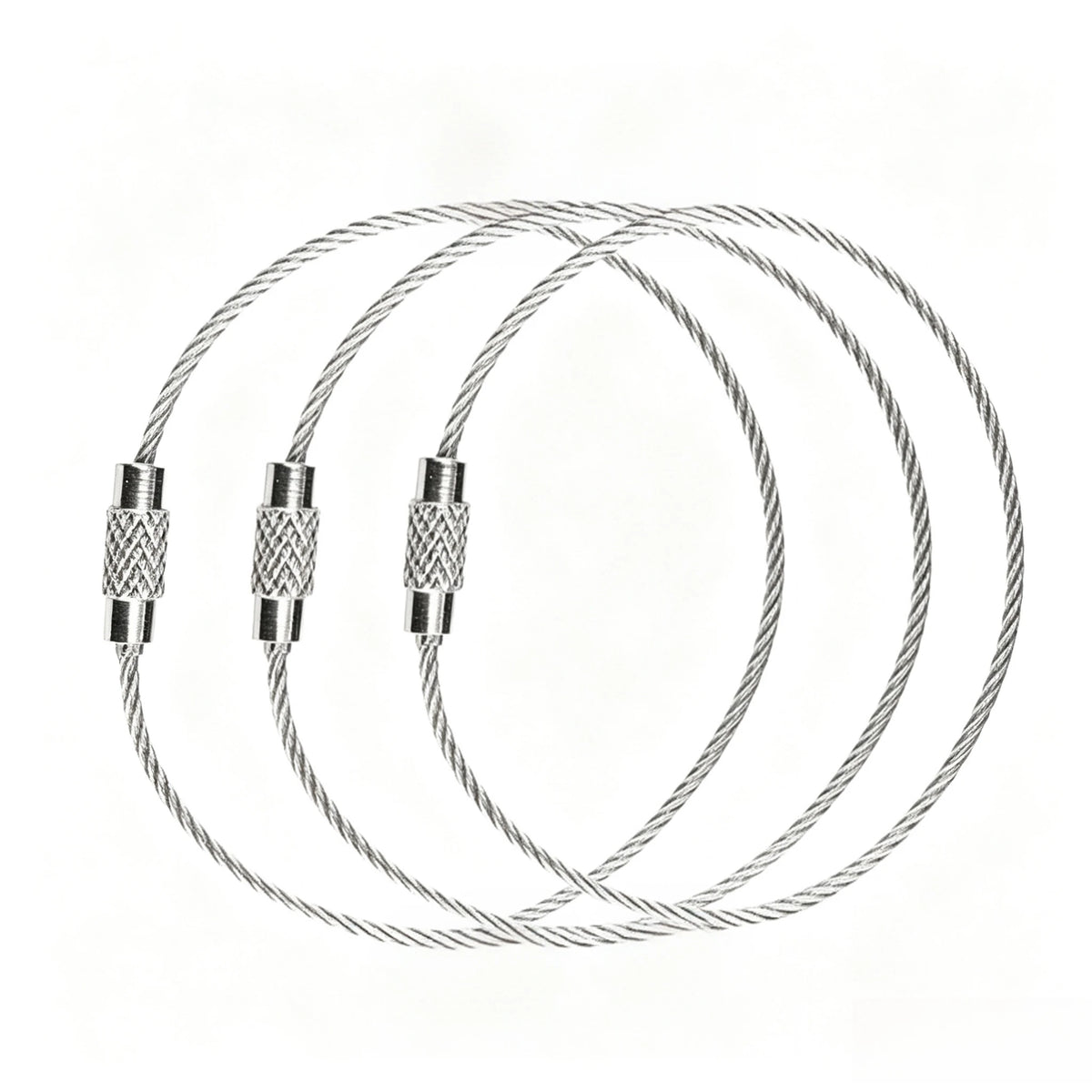 Stainless Steel Wire Keychain Cable Ring with Screw Lock