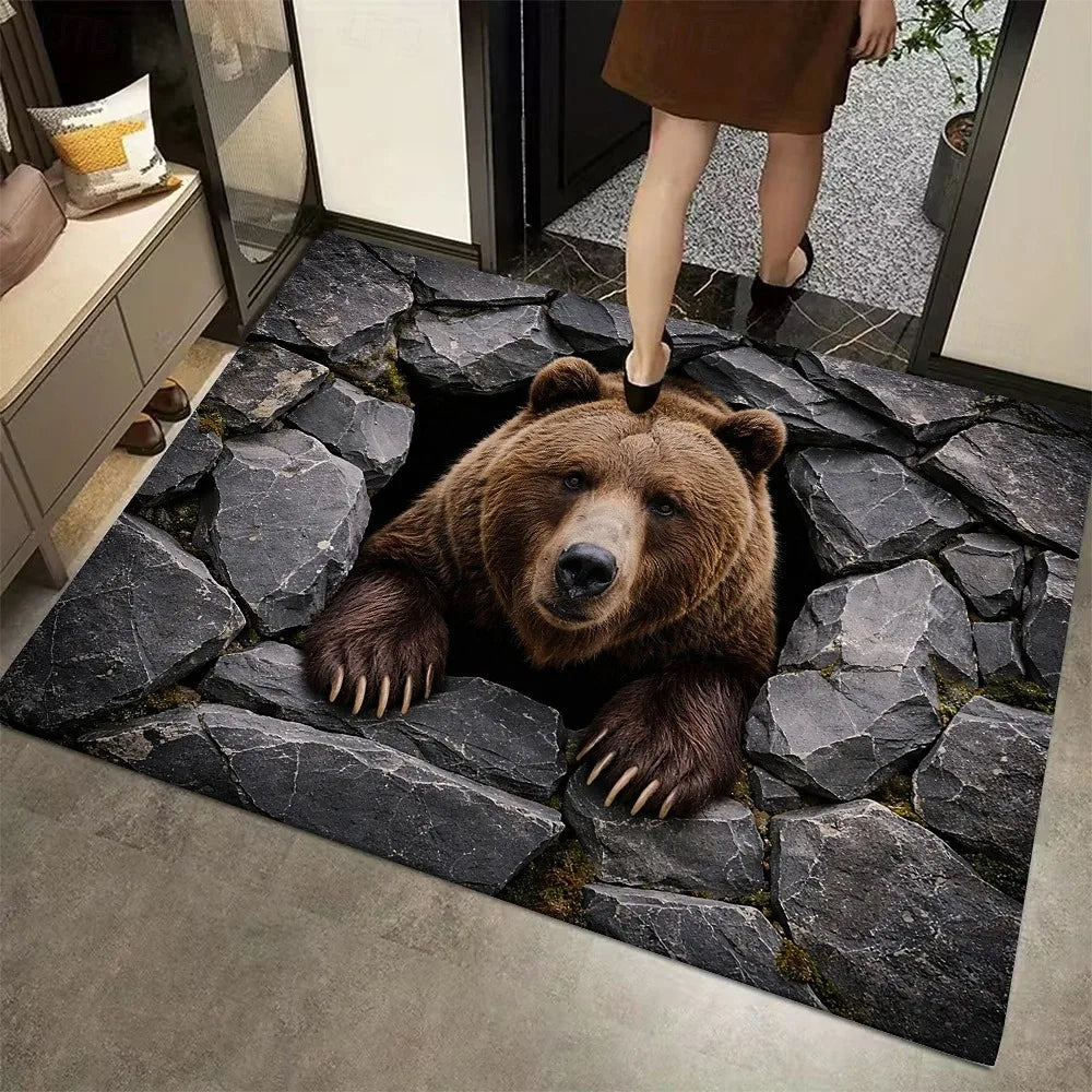 3D Optical Illusion Doormat – Grizzly Bear Anti-Slip Rug
