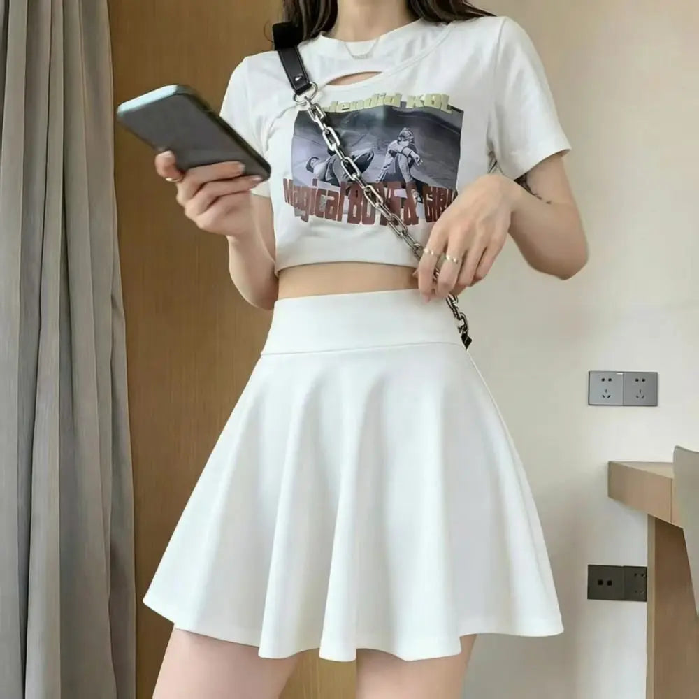 Women's Pleated Mini Skirt – Elastic Waist Casual Sun Skirt