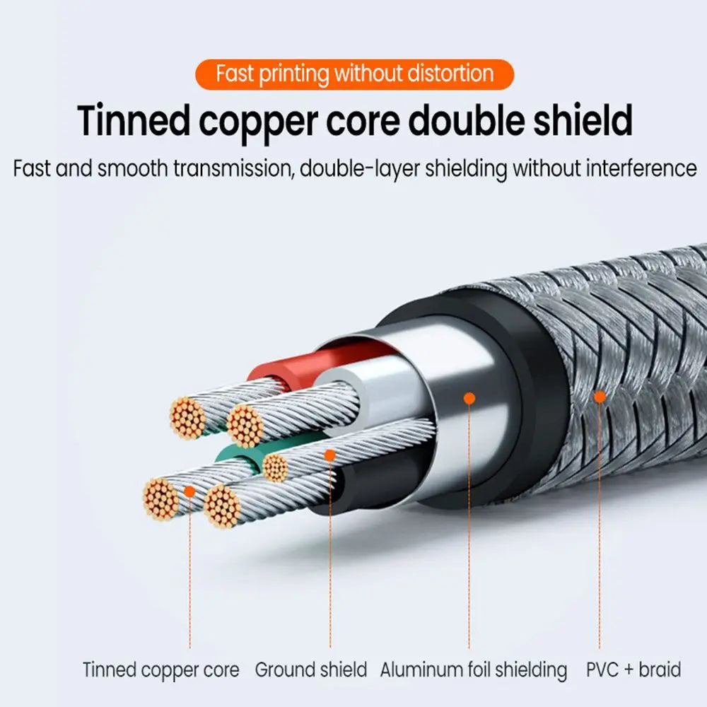 USB-C to USB-B 2.0 Nylon Braided Printer Cable | High Speed