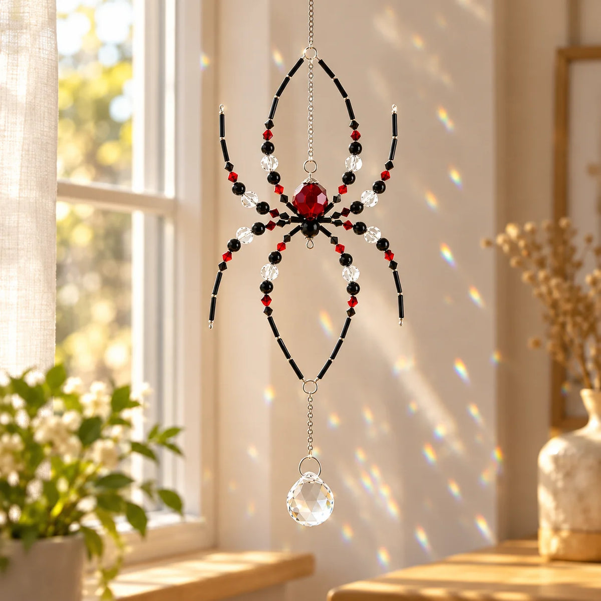 Handmade Spider Crystal Suncatcher – Beaded Window Ornament