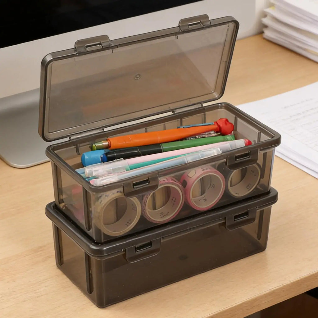 Large Capacity Translucent Plastic Pencil Case & Storage Box