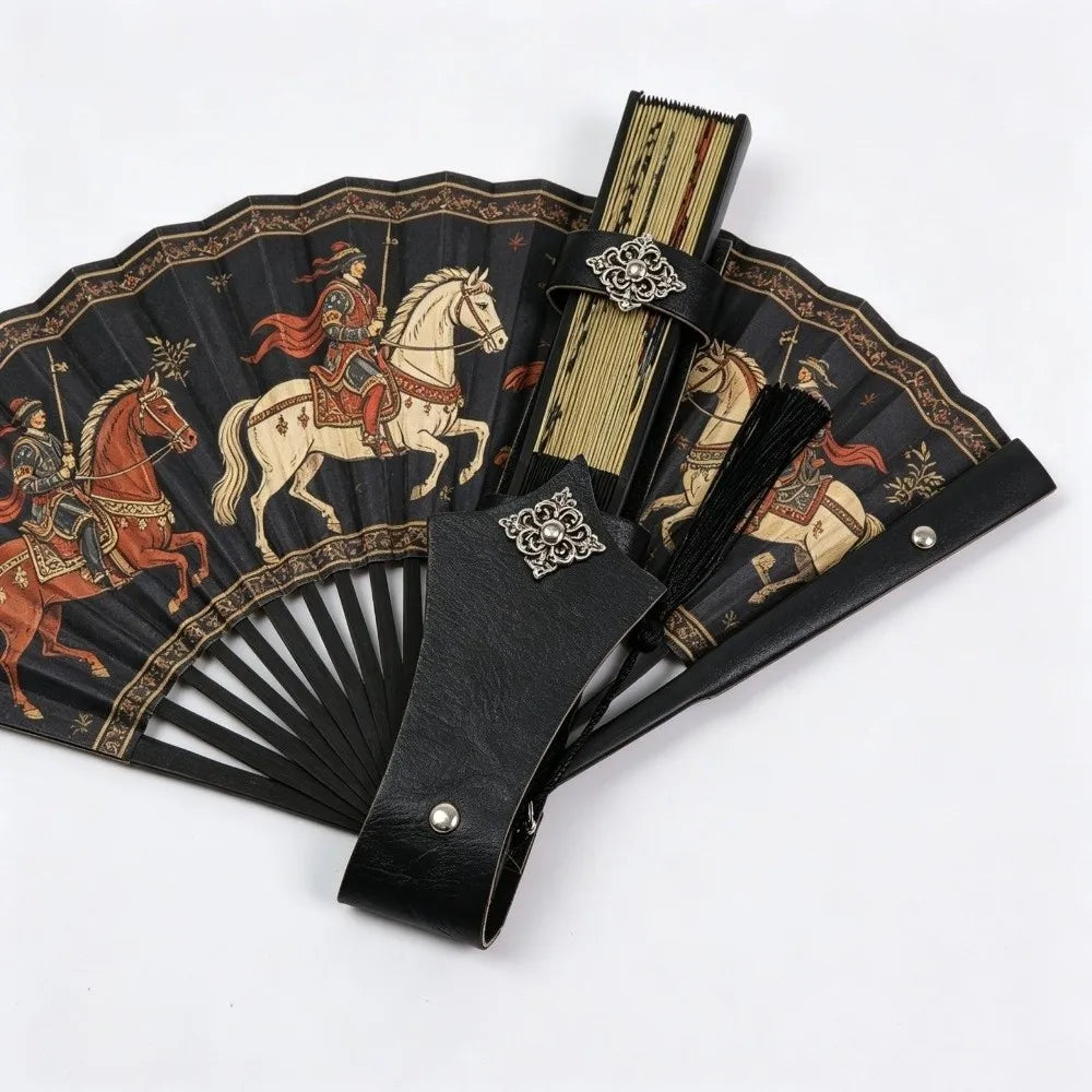 PU Leather Folding Fan Holder – Vintage Belt Loop Waist Case