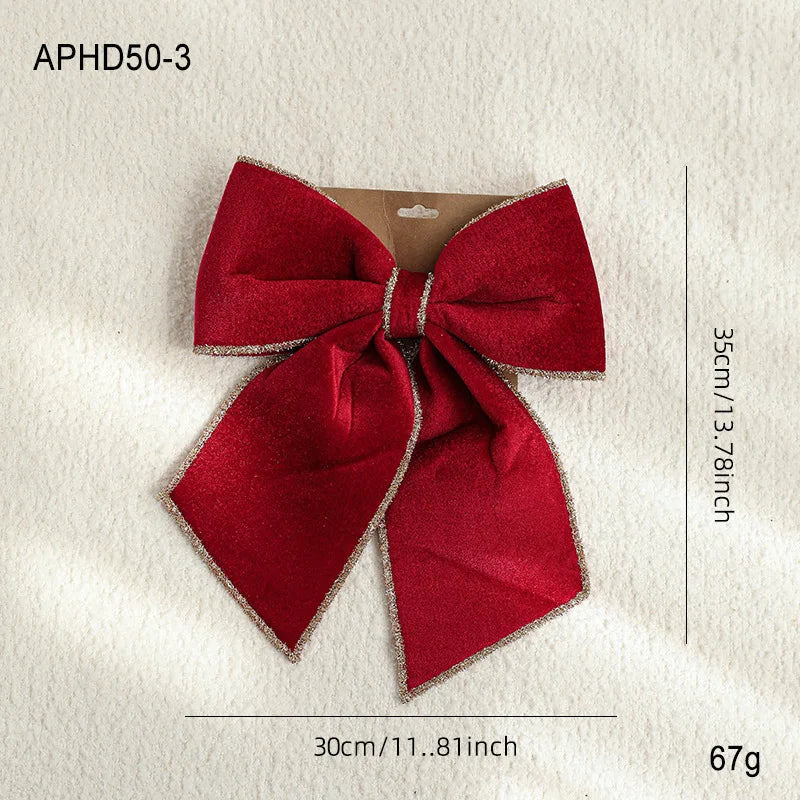 Red Velvet Gold-Edged Christmas Bow Tree Ornament