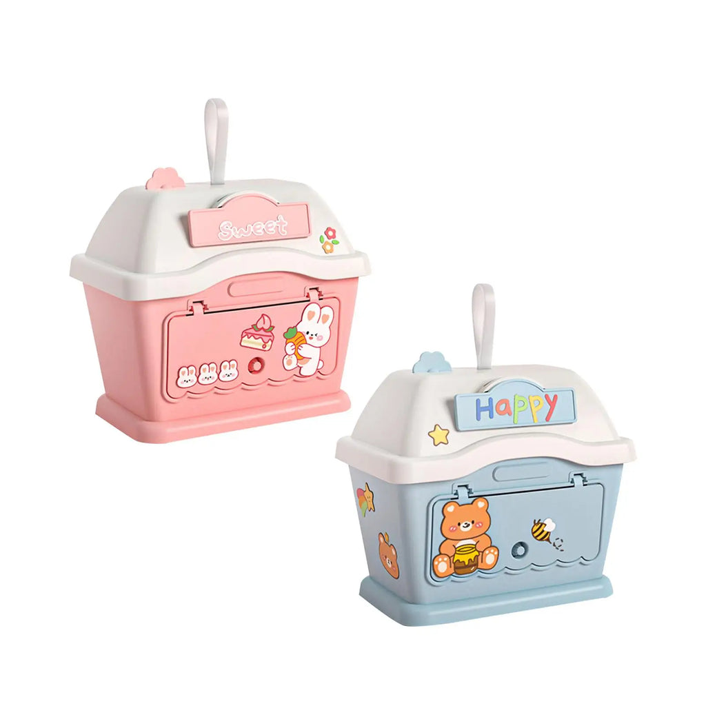 House Piggy Bank with DIY Stickers & Key – Kids Money Box