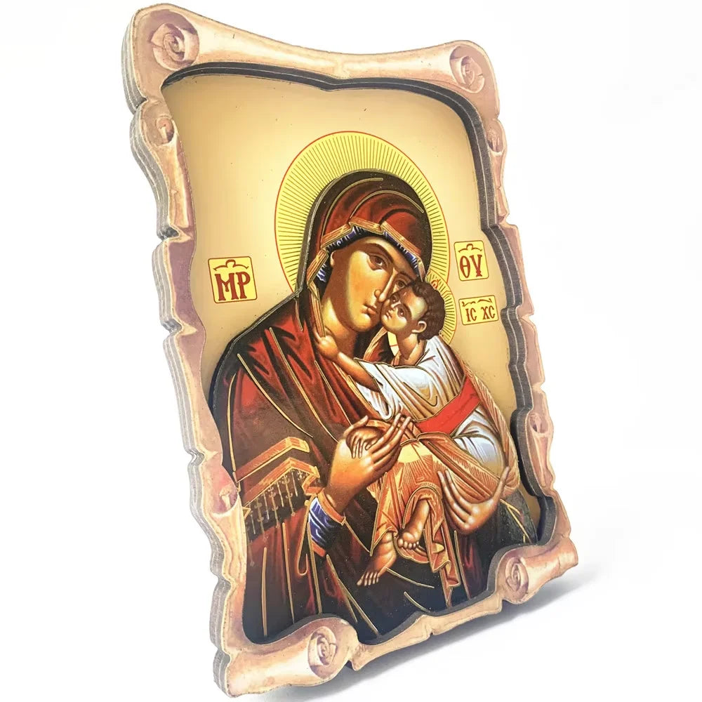Virgin Mary Orthodox Wood Icon 3-Layer | Christmas Easter Gift