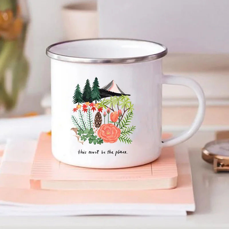 Floral Print Enamel Mug – Camping & Travel Coffee Cup