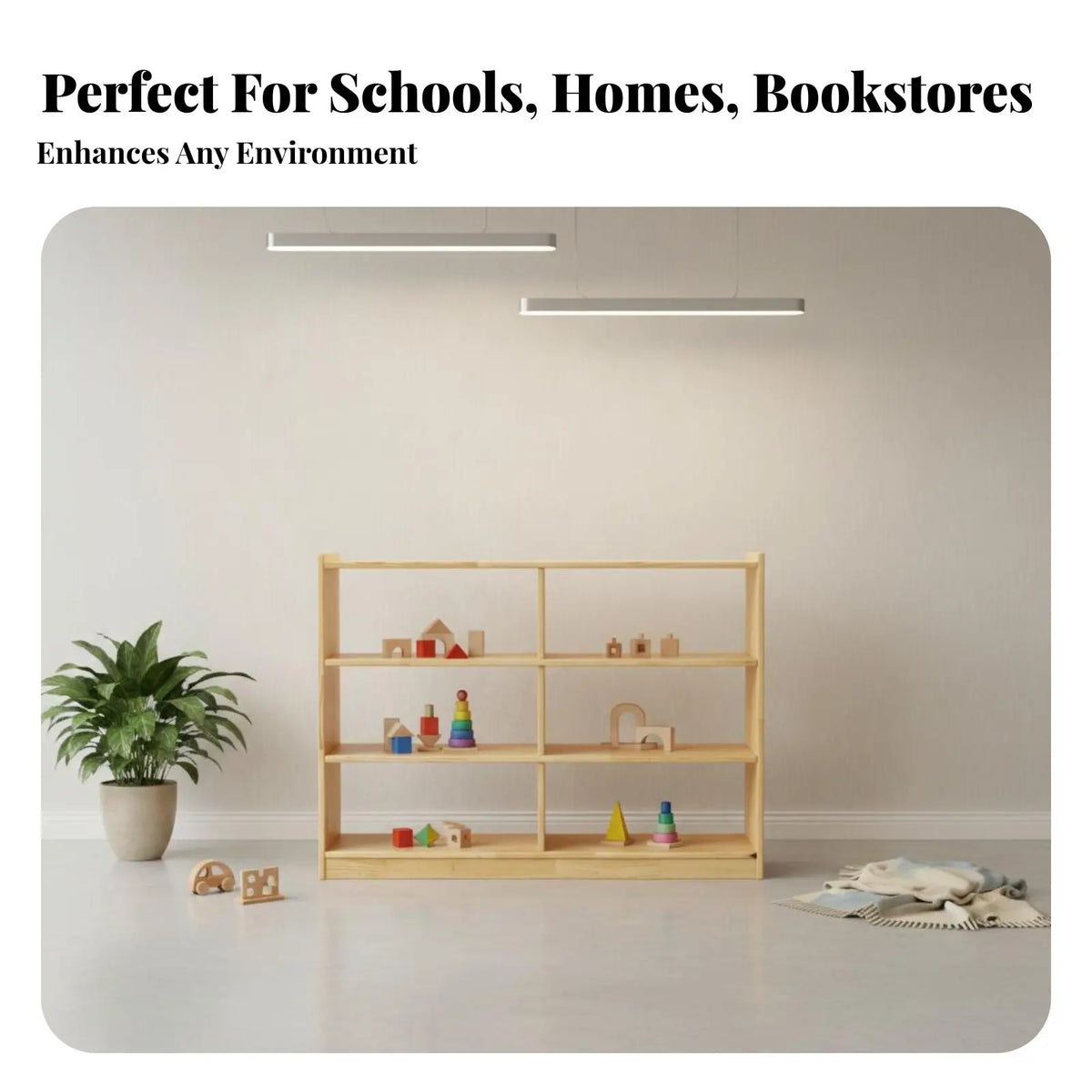 Wooden Multi-Compartment Kids Shelf | Playroom Organizer