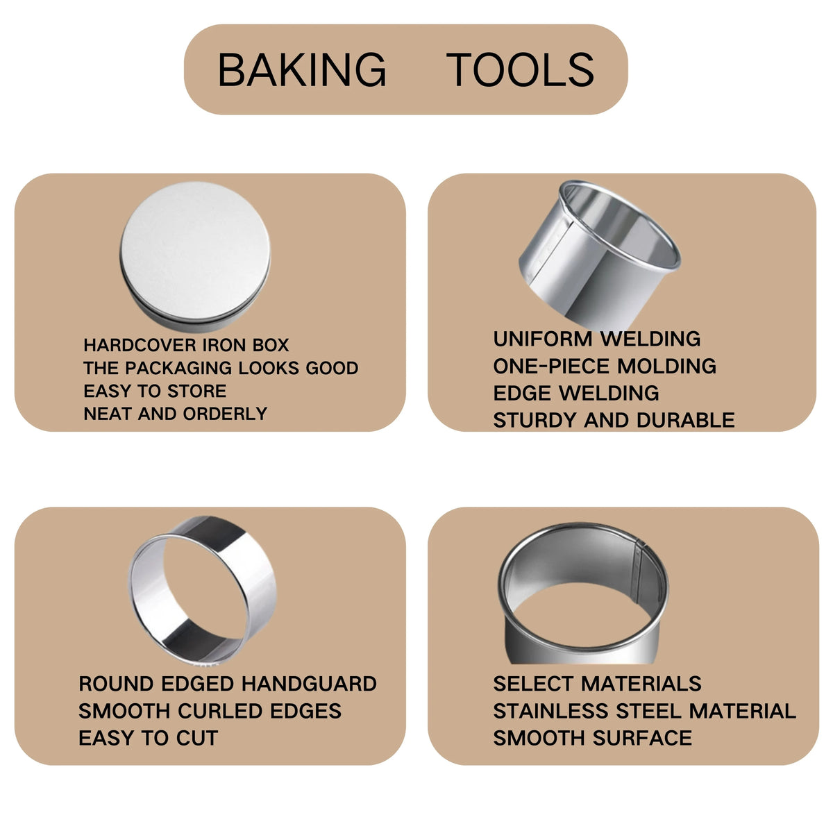 Stainless Steel Round Cookie & Dough Cutter Set – 9–12 Pc