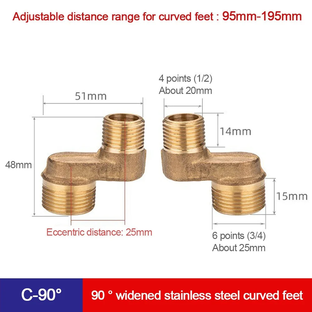 Copper Angled Faucet Curved Foot | Wall-Mounted Angle Adjuster