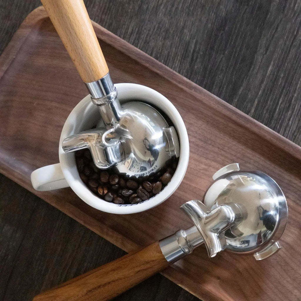 58mm Bottomless Portafilter – Wood Handle Stainless Steel