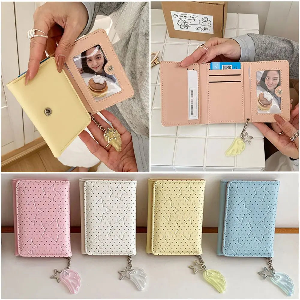 Y2K Tri-Fold PU Wallet – Star Dot Coin Purse & Card Holder