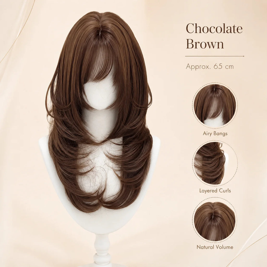 Lolita Curly Wig – Chocolate Brown Long Wavy Full Cap