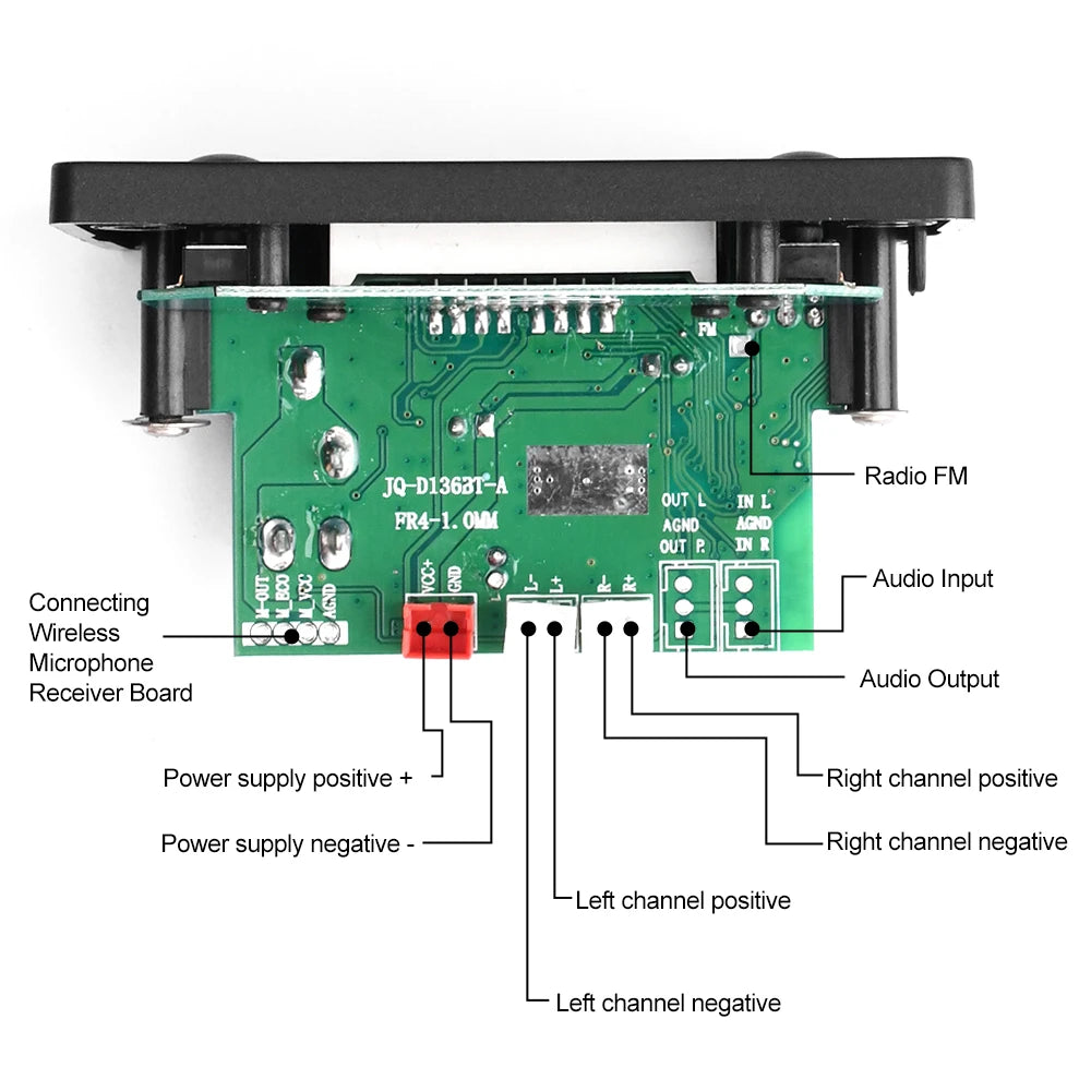 Bluetooth 5.0 MP3 Decoder Board 2×25W Amplifier with FM Radio
