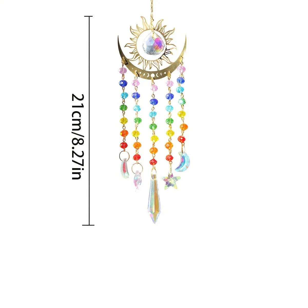 Rainbow Sun & Moon Suncatcher – Crystal Prism Hanging Ornament