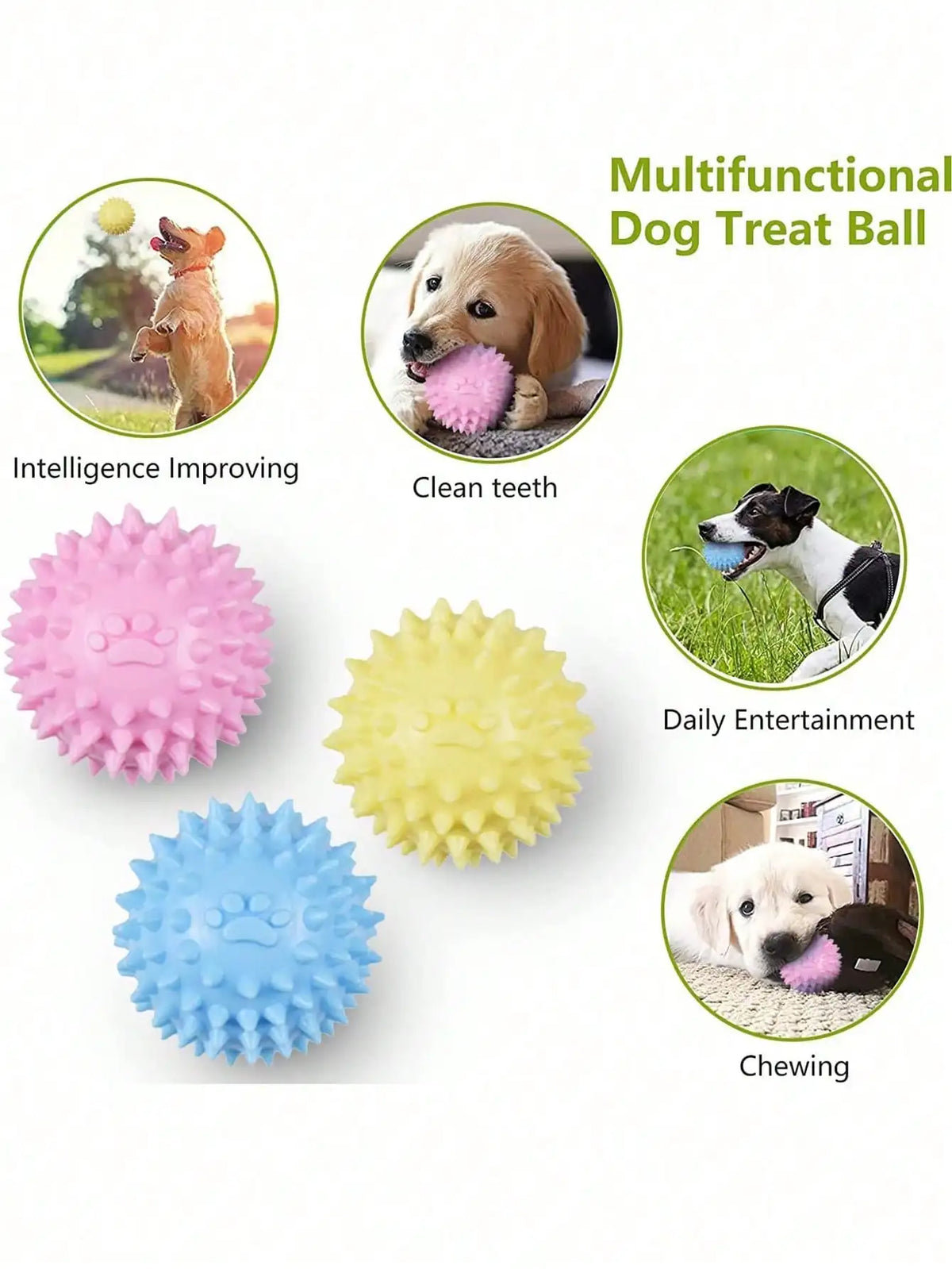 Interactive Rubber Chew Ball – Dog & Cat Tooth Cleaning Toy