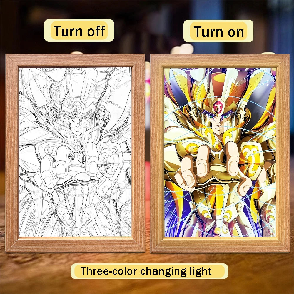Saint Seiya Anime LED Light Painting | Bedroom Decor Gift