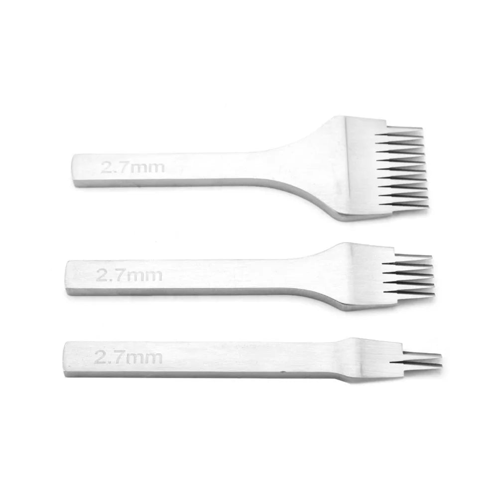 3-Piece Leather Stitching Chisel Set – 2/5/10 Prong, 2.7mm