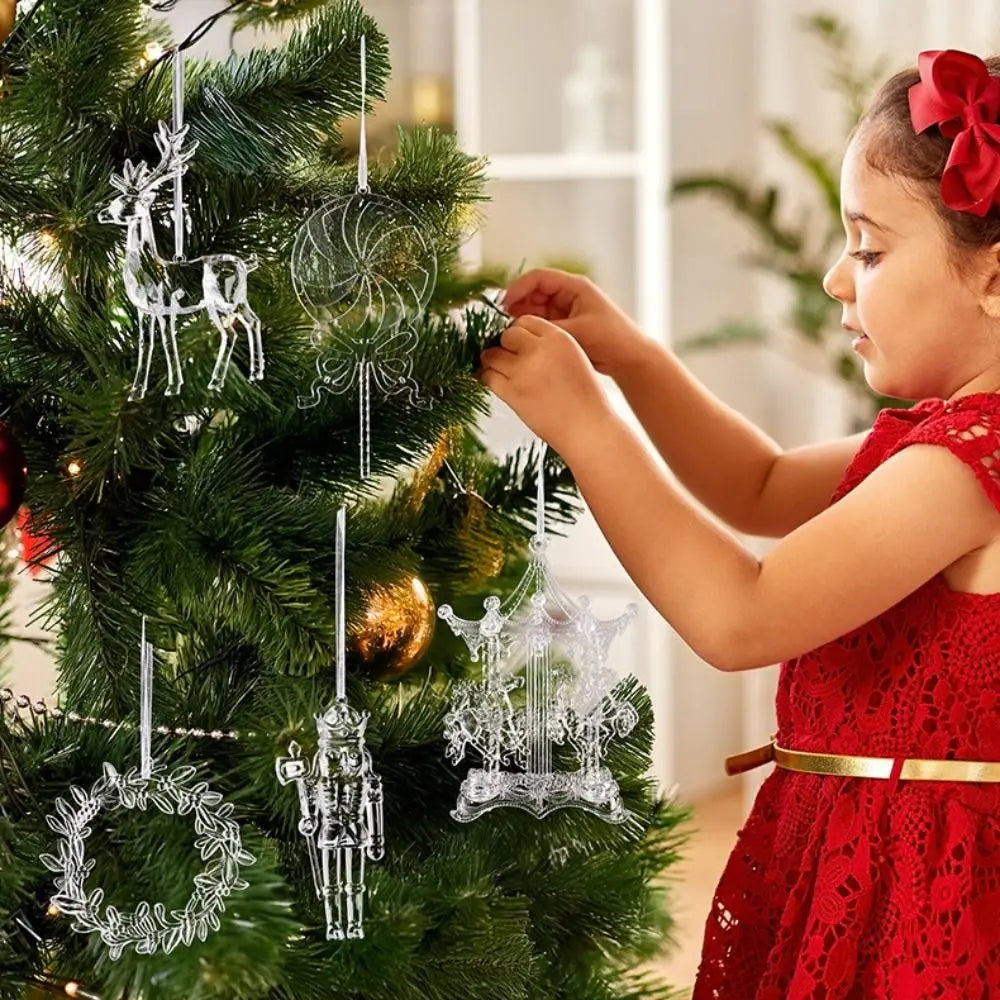 Acrylic Crystal Christmas Hanging Ornaments – Angel & Elk Pendants