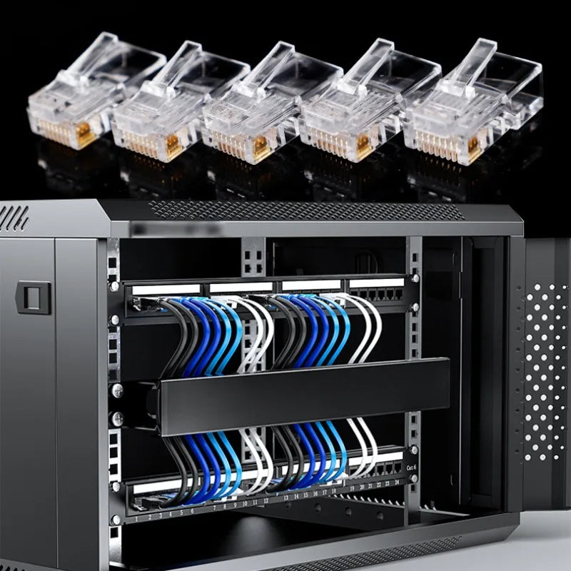 RJ45 CAT6 CAT5e Ethernet Connectors – Transparent Crystal Heads