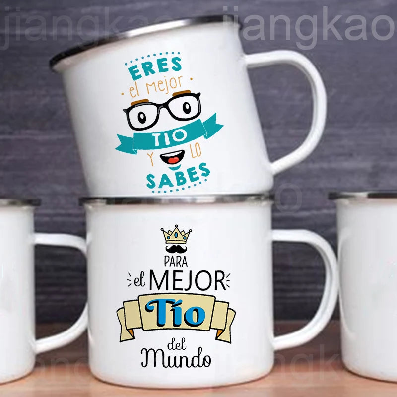 Spanish Print Enamel Mug – Best Uncle Birthday Gift