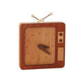 Wooden Retro Square Desk Alarm Clock – Vintage TV Style