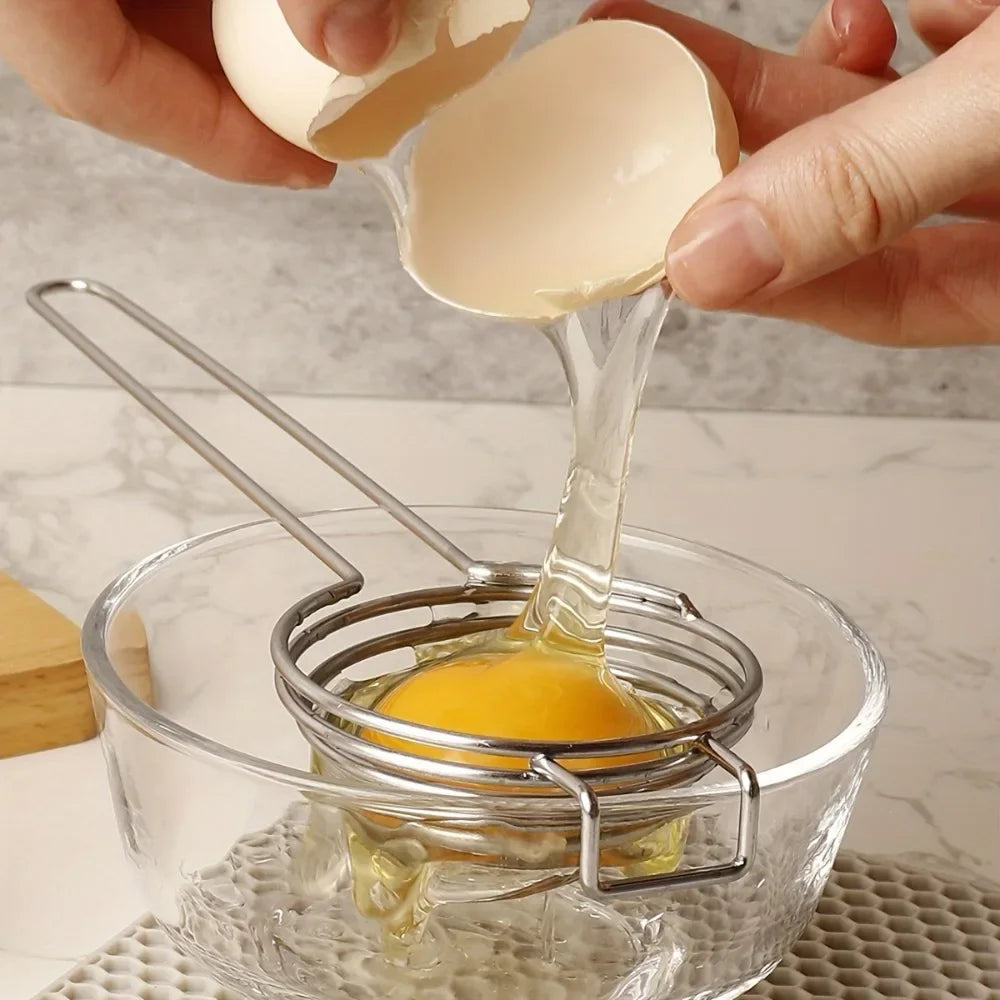 Stainless Steel Egg Separator – Long Handle Yolk White Divider