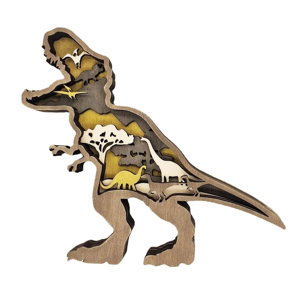 Wooden Dinosaur 3D Optical Illusion Night Light Table Lamp
