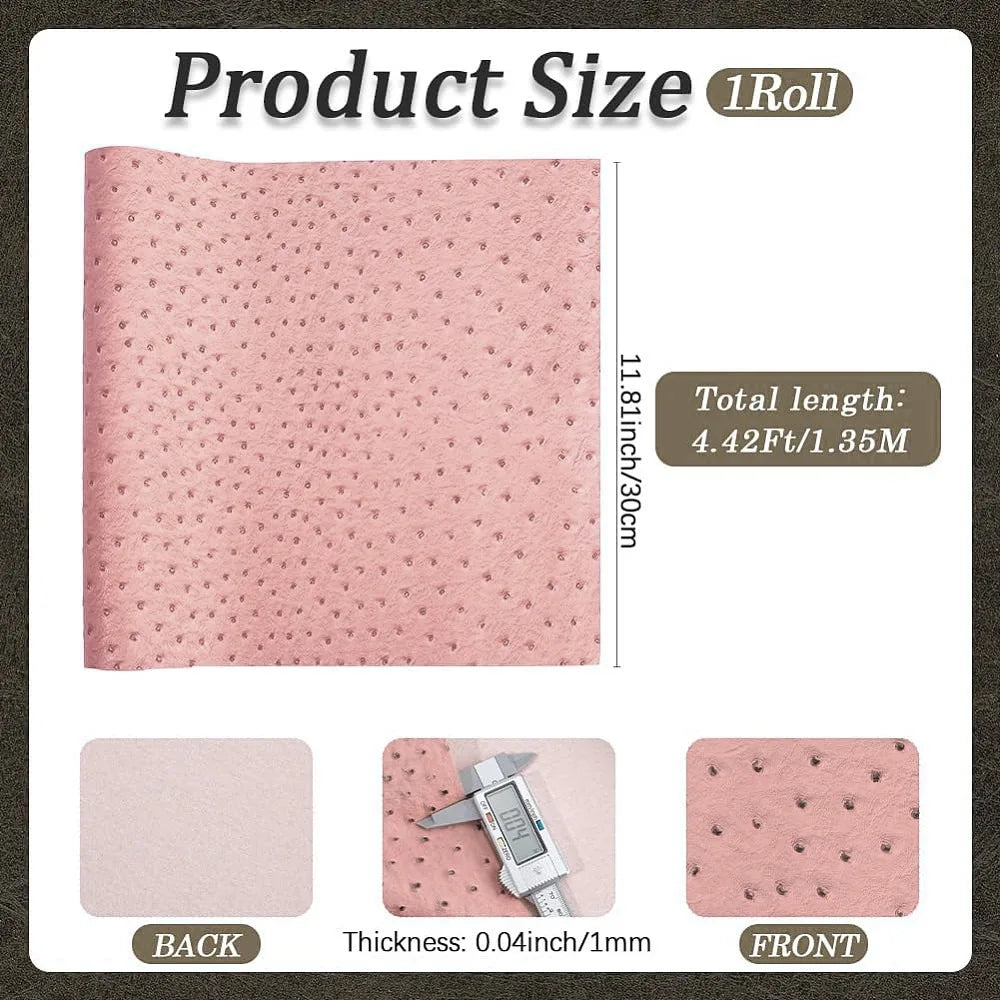 Pink Ostrich PU Leather Sheet 53x12 In – DIY Craft Fabric Roll