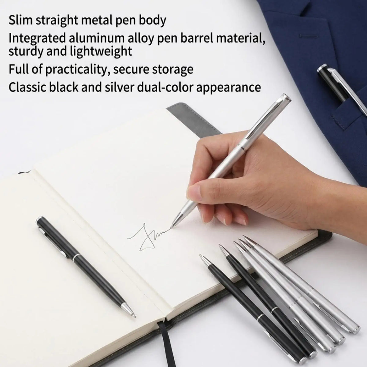 5-Pack Rotatable Metal Ballpoint Pens | Office & Gift Set