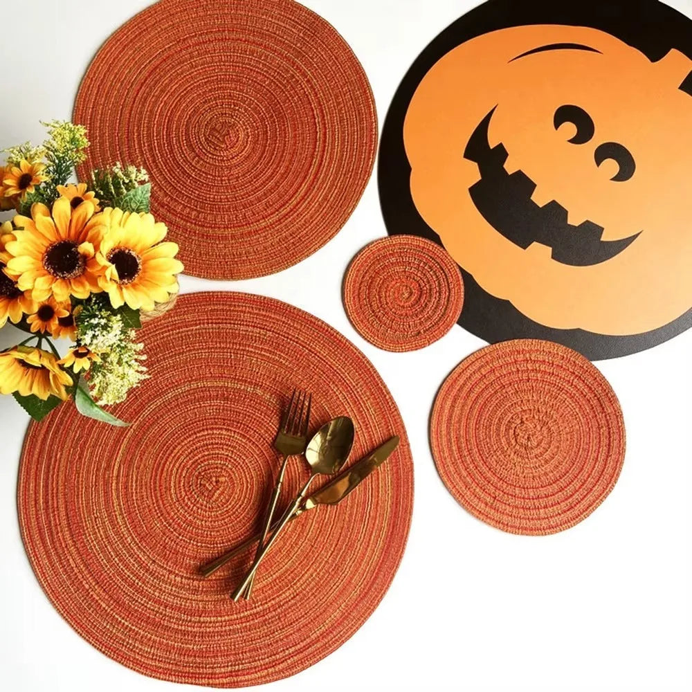 4-Pack Braided Round Placemats – Heat Resistant Woven Linen