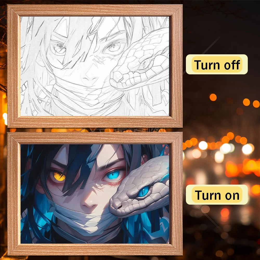 Tanjiro Kamado LED Night Light Frame | Demon Slayer Anime Lamp