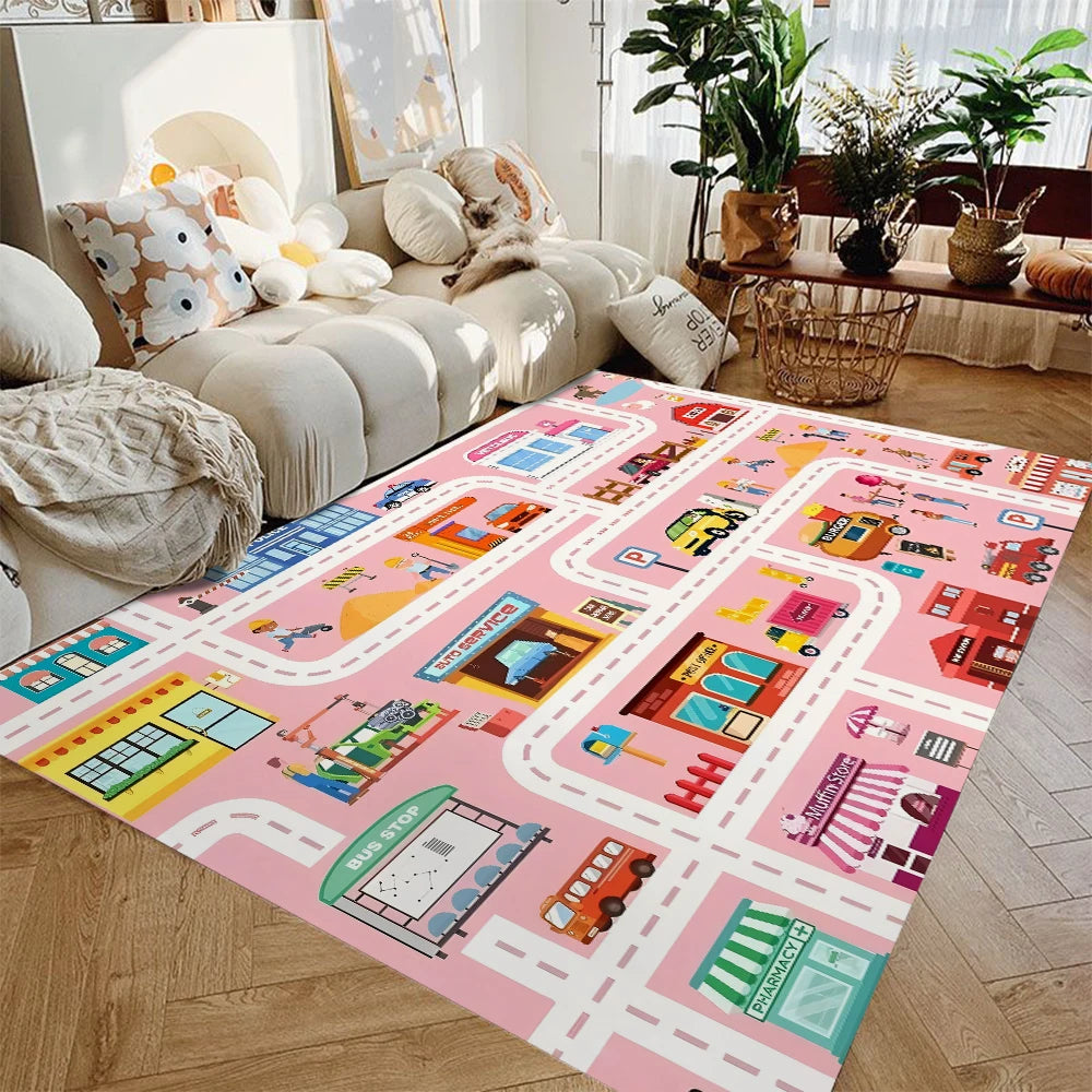 Kids Car Play Mat – City Traffic Rug, Non-Slip | 4 Sizes