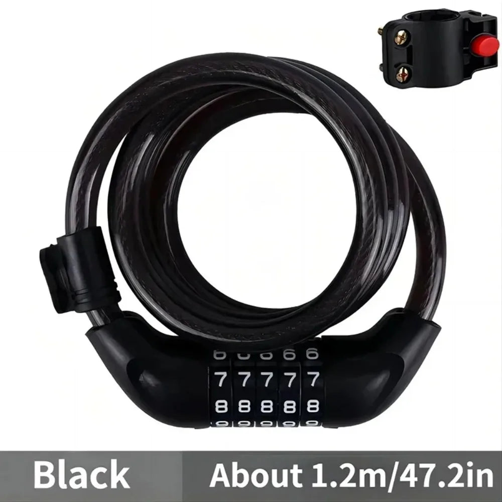 5-Digit Combination Steel Cable Bicycle Lock | Bike Security