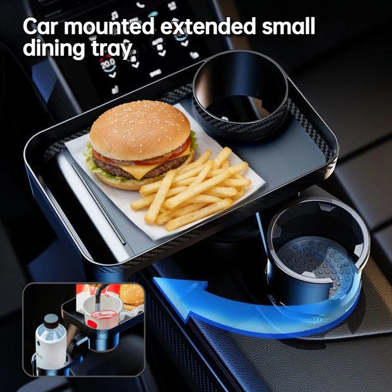 360° Rotating Car Cup Holder Extender & Dining Tray