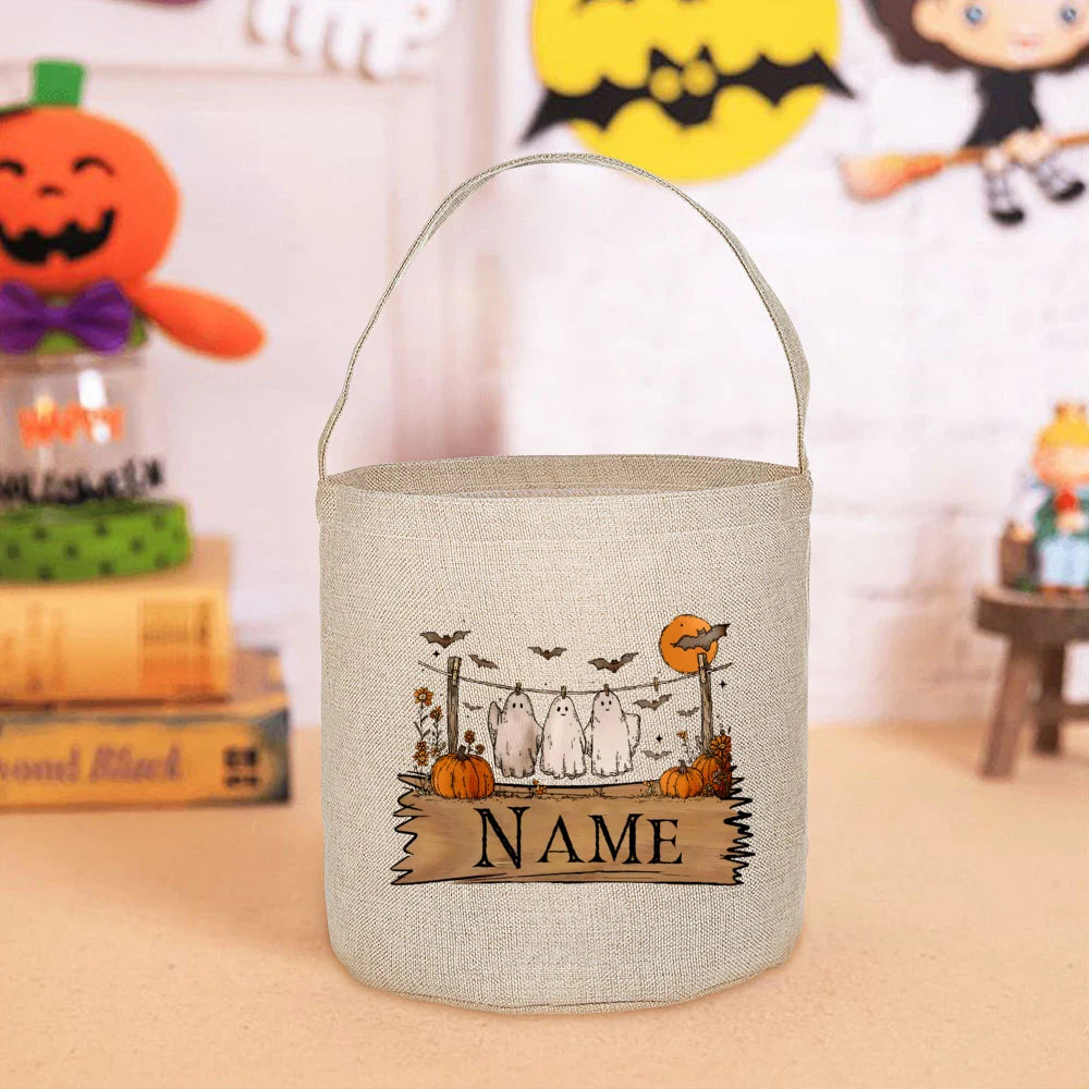 Halloween Trick or Treat Tote Bag – Pumpkin & Bats Design