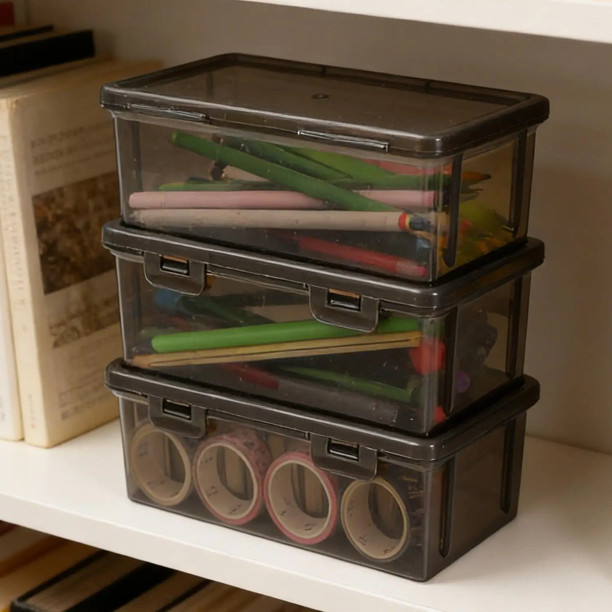 Large Capacity Translucent Plastic Pencil Case & Storage Box