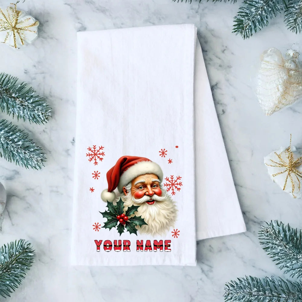 Personalized Christmas Tea Towel – Festive Holiday Kitchen Gift