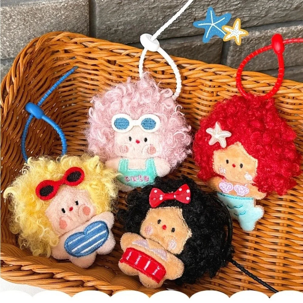 Cute Cartoon Girl Plush Keychain Bag Pendant Doll – 8cm