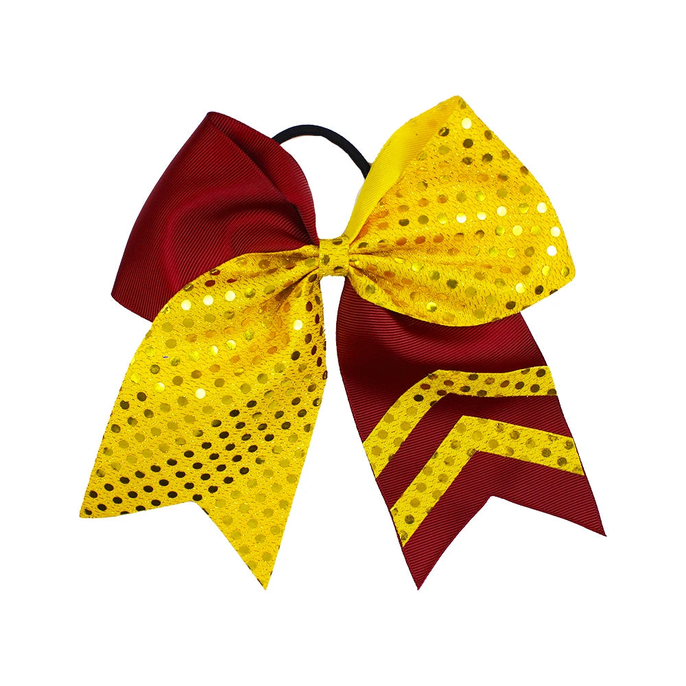 20-Pack 8" Glitter Cheer Bow Ponytail Hairbands | Handmade