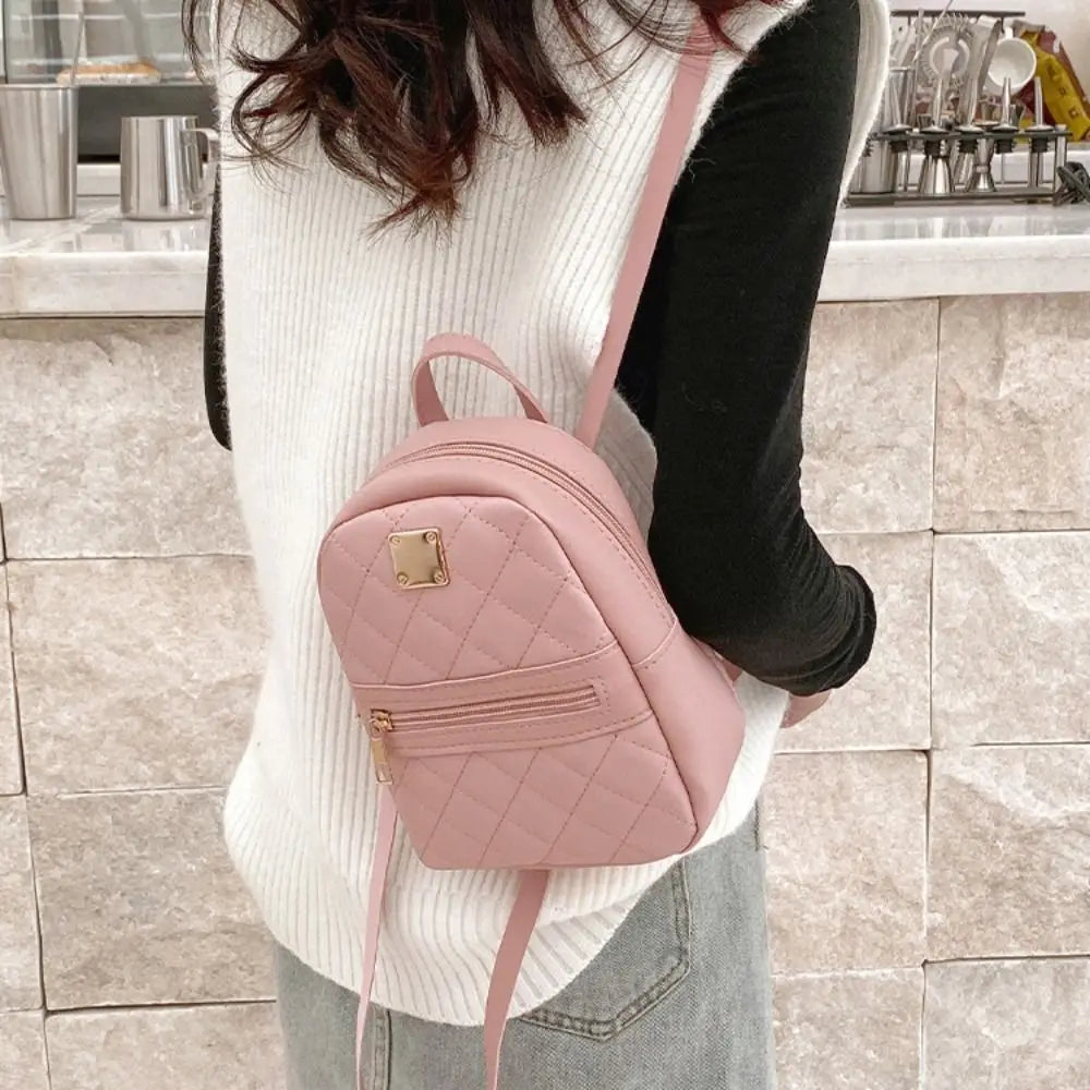 Embroidered Mini PU Leather Backpack – Women's Travel Bag