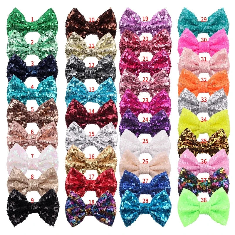 5-Pack Glitter Sequin Hair Bows – DIY Girls Hair Accessories
